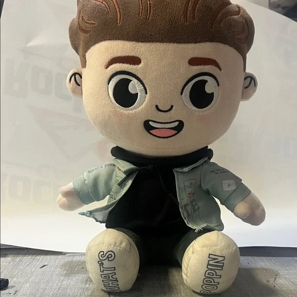 Charming Plush Toy with Brown Hair and Green Jacket - Picture 1 of 5
